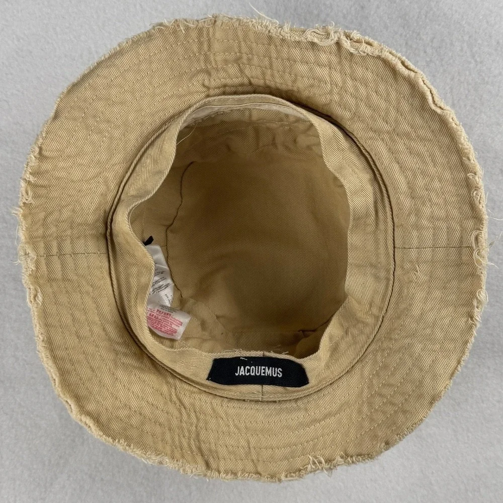 Jacquemus Kid's Frill Trim Bucket Hat Beige Animal Print Band Sz‎ 52